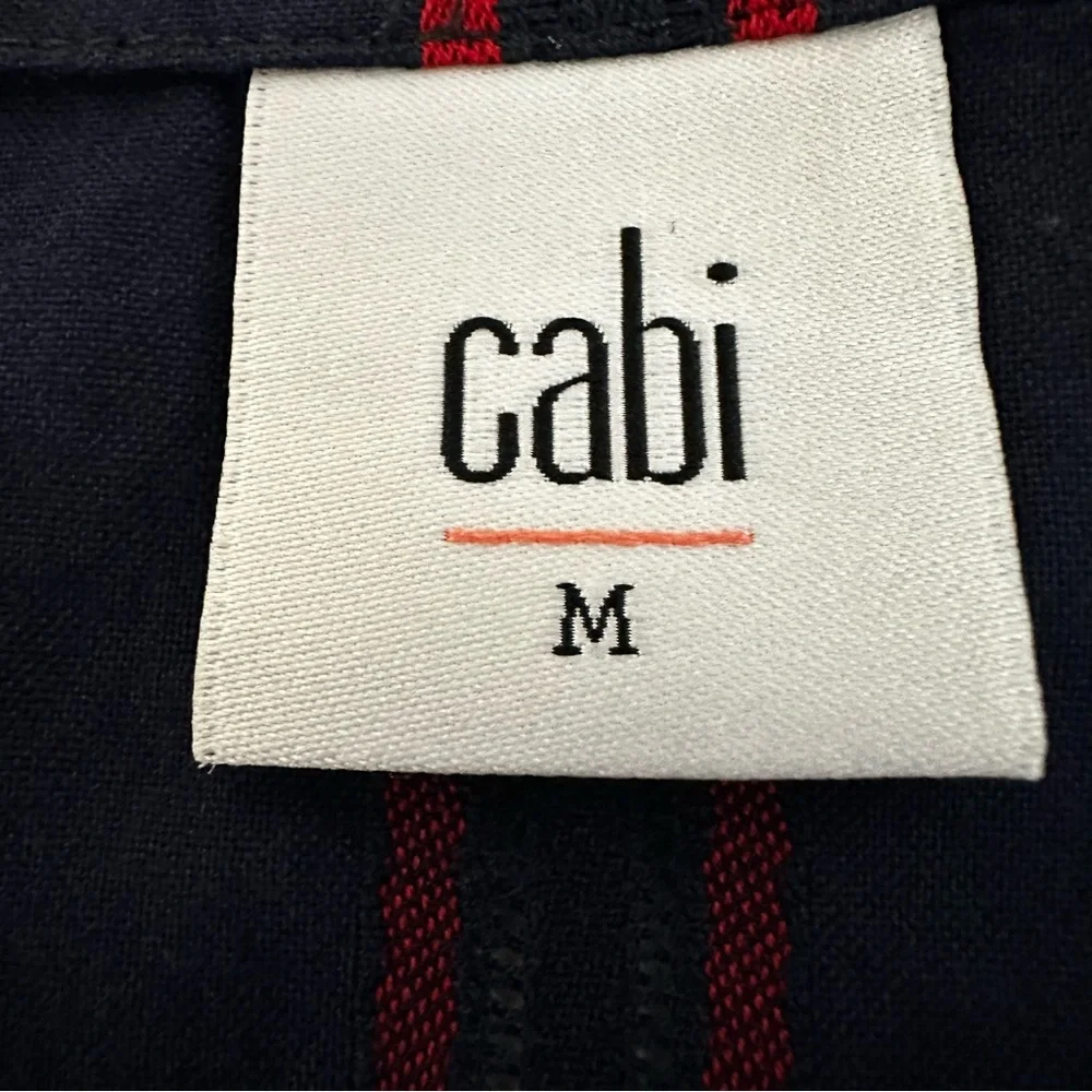 CABI Balloon Sleeve Stripe Blouse Preppy Coastal Minimalist Navy Red - Picture 5 of 7